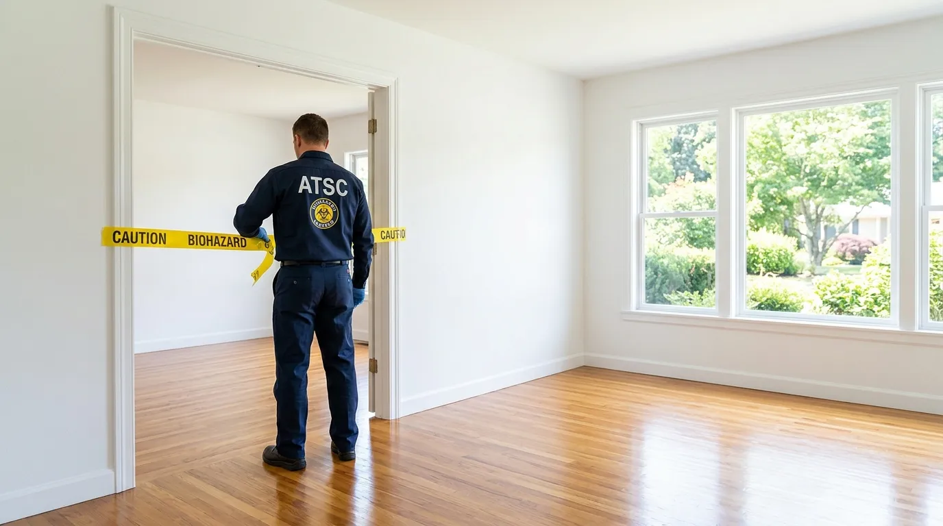 Certified biohazard cleanup crew performing Decomposition Cleanup in La Homa